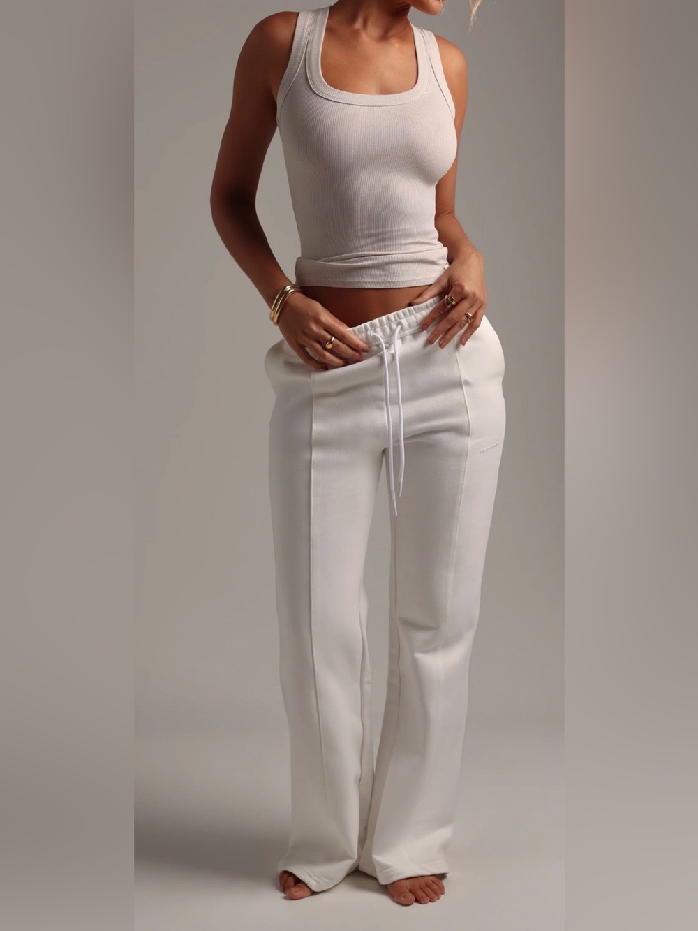 My Outfit Online Drawstring Pants Sweatpants- White